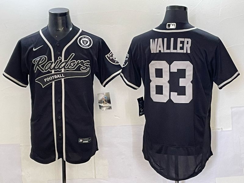 Men 2025 Oakland Raiders #83 Waller black Joint Name Nike Elite NFL Jersey style 06